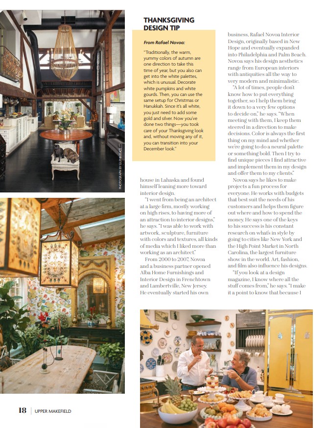 Upper Makefield Magazine November 2025 - Devoted to Design, Rafael Novoa - page 18