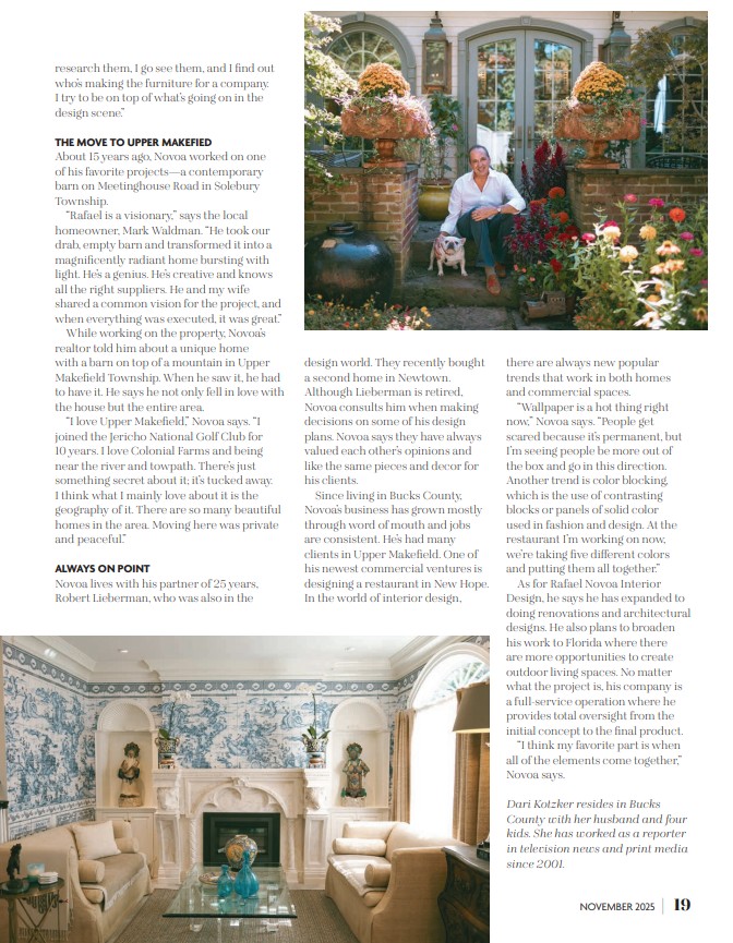 Upper Makefield Magazine November 2025 - Devoted to Design, Rafael Novoa - page 19